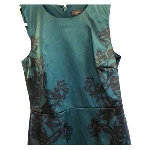 Dark Green Midi Dress w/ Floral Detailing